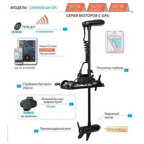 Лодочний електромотор Haswing Cayman B GPS 80Lbs 24В 51789 фото